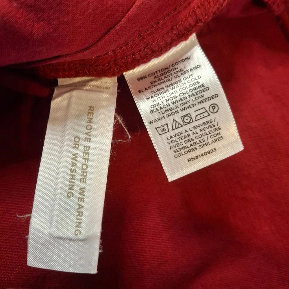 Loft Womens 12/31 The Skinny Jeans Red Raw Hem Stretch Denim‎ Pants